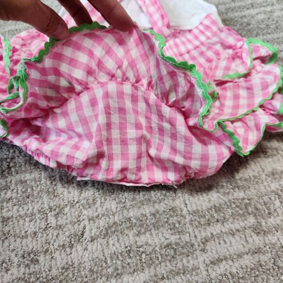 Lil Cactus toddler girls bubble ruffle gingham romper bunny size 18-24 months - Picture 9 of 9